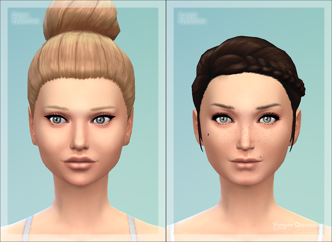 pestañas amanecer y atardecer en dos sims
