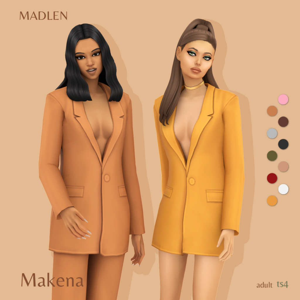 conjuntos de sims 4 cc que son un blazer que se puede usar como vestido o con pantalones