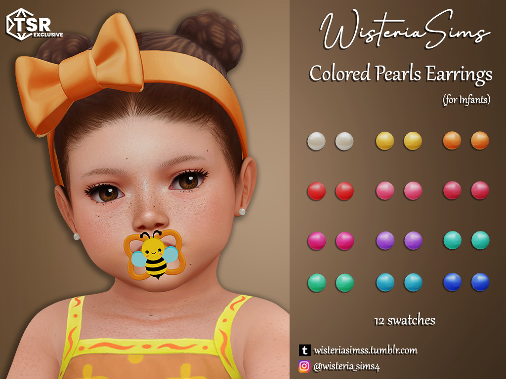 Un fondo marrón con un bebé de cabello marrón. Este bebé lleva una diadema de CC para bebés de Los Sims 4 con un lazo.