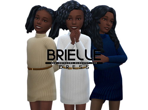 Tres sims en Los Sims 4 vistiendo un conjunto de ropa infantil cc de Los Sims 4 que es un mini vestido con cinturón