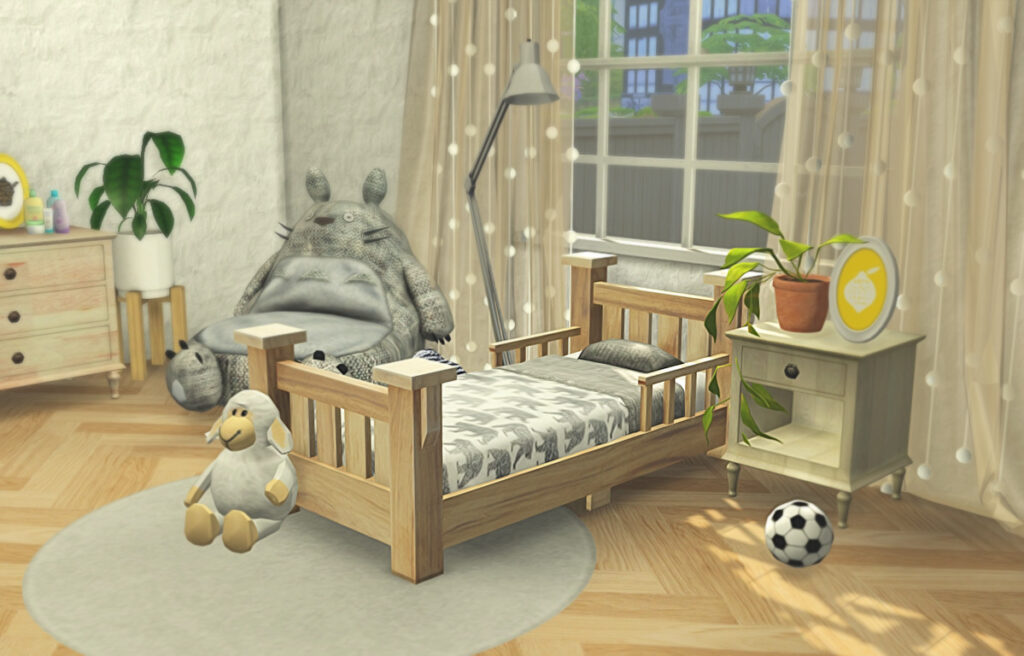 habitación de un sim bebé con una linda cama para bebé