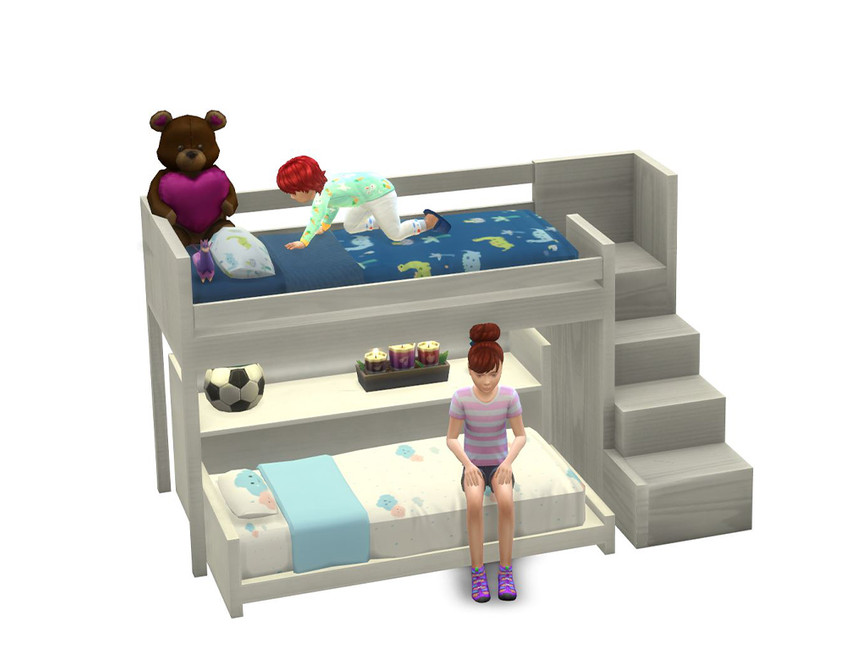 una cama litera funcional para niños pequeños con espacio debajo para decoración